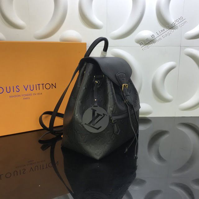 LV包包 LV新款雙肩包 M45205 黑色壓紋牛皮 Montsouris雙肩包 LV女士雙肩後背包  ydh3764